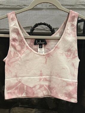 Lulu's Light Pink Tie-Dye Ribbed Crop Tank